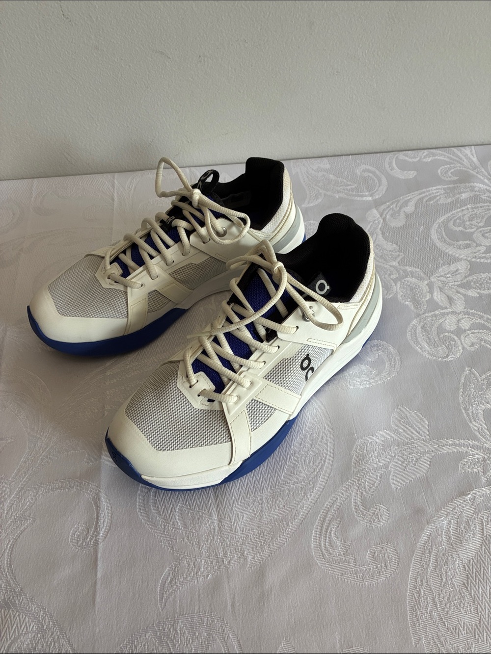 On Running Men's Athletic Sneakers in White, Blue & Black